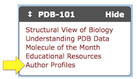 To access this feature, select the link from the left hand RCSB PDB menu, or from the PDB-101 Features pull-down menu.