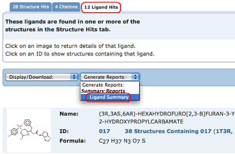 Generate Reports: Ligand Summary