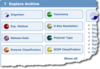 A new home page widget to explore the PDB archive.