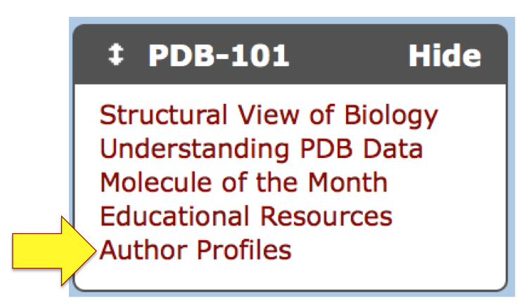 To access this feature, select the link from the left hand RCSB PDB menu, or from the PDB-101 Features pull-down menu