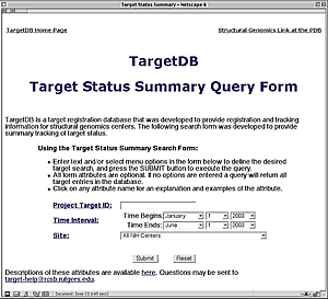 Target Status Summary Query Form