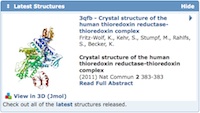 The Latest Structures widget, located on the home page, cycles through newly released entries.