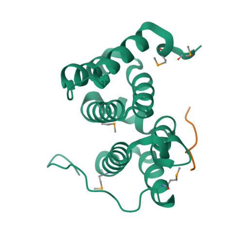 RCSB PDB - 1JPL: GGA3 VHS domain complexed with C-terminal peptide