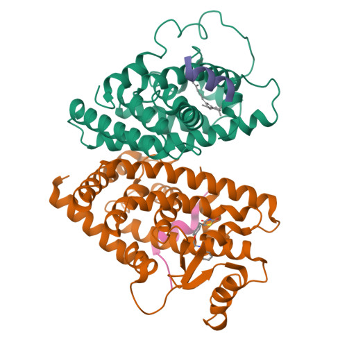 Rcsb Pdb 1fm6 The 2 1 Angstrom Resolution Crystal Structure Of The Heterodimer Of The Human Rxralpha And Ppargamma Ligand Binding Domains Respectively Bound With 9 Cis Retinoic Acid And Rosiglitazone And Co Activator