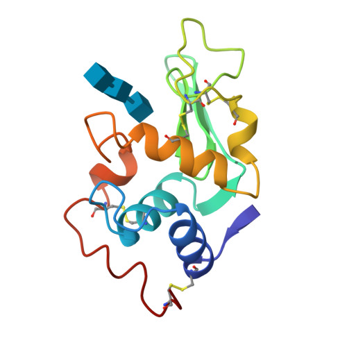 Rcsb Pdb 1hew Refinement Of An Enzyme Complex With Inhibitor Bound At Partial Occupancy Hen Egg White Lysozyme And Tri N Acetylchitotriose At 1 75 Angstroms Resolution