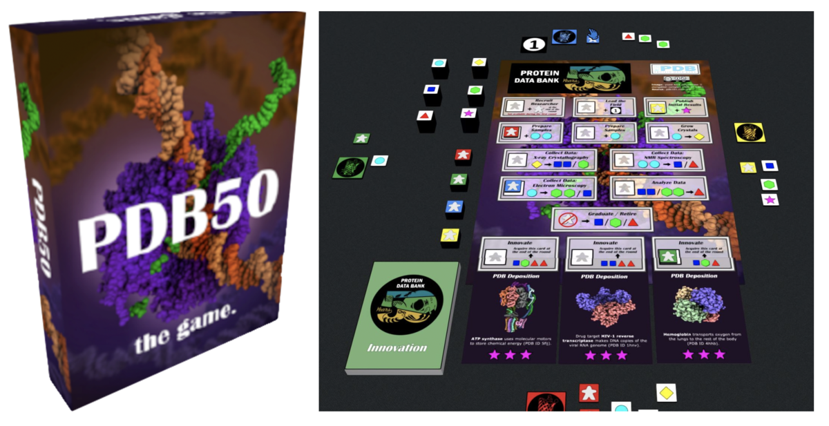 <a href="https://pdb101.rcsb.org/learn/flyers-posters-and-other-resources/other-resource/pdb50-the-game">PDB50: The Game was created and designed by biocurator Brian Hudson.</a>
