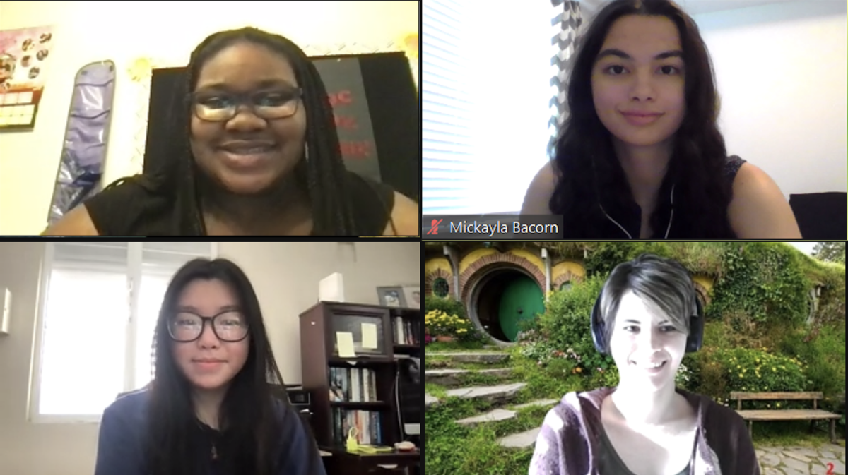 2021 RCSB PDB Summer Scholars: Clockwise, starting with upper left: Mary Agnes Balogun (Morgan State), Mickayla Bacorn (University of Maryland, Baltimore County), Cassandra Olivas (California State University Stanislaus), and Amy Wu Wu (University of Puerto Rico-Mayaguez)