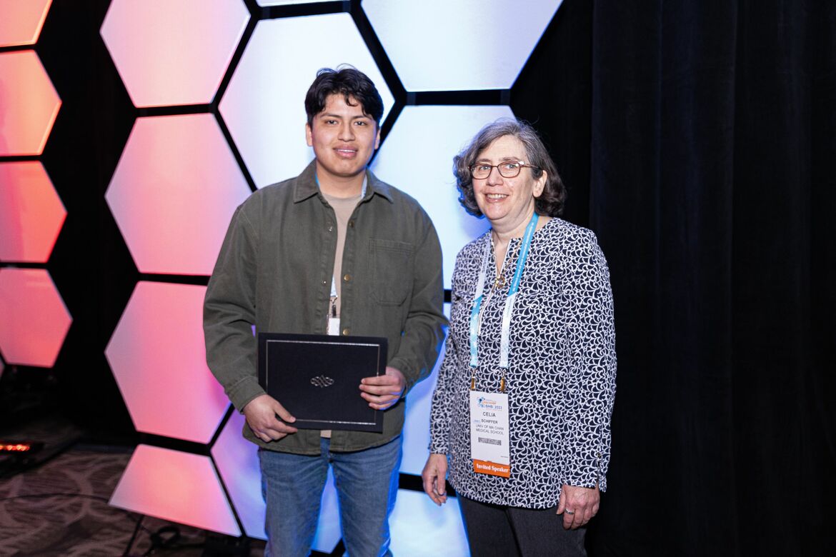 <I>Michael Quinteros and wwPDB Foundation Chair Celia Schiffer (University of Massachusetts Medical School)</I>