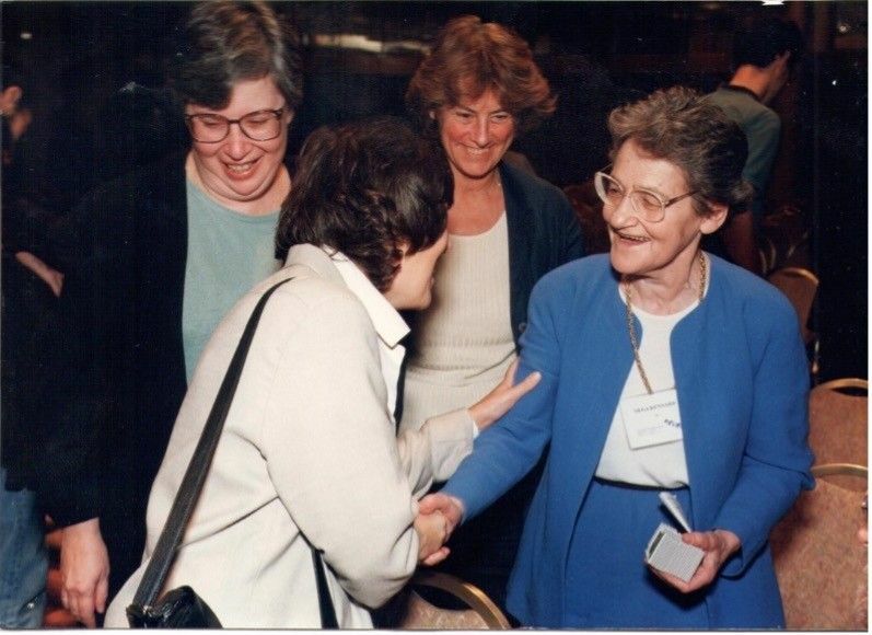 <I>Left to right: Helen M. Berman, Janet Thornton, Shoshana Wodak, and Olga Kennard at the PDB-SwissProt Symposium in Jerusalem in 1996.</I>