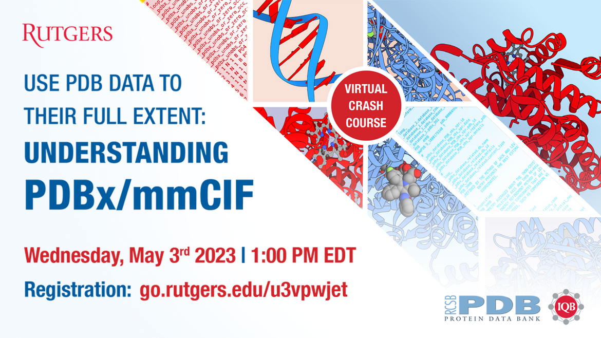 Register  for <I>Virtual Crash Course: Use PDB data to their full extent:  Understanding 
PDBx/mmCIF </I>