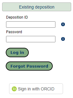 <I>The ORCiD sign-in button is located below the existing login fields.</I>