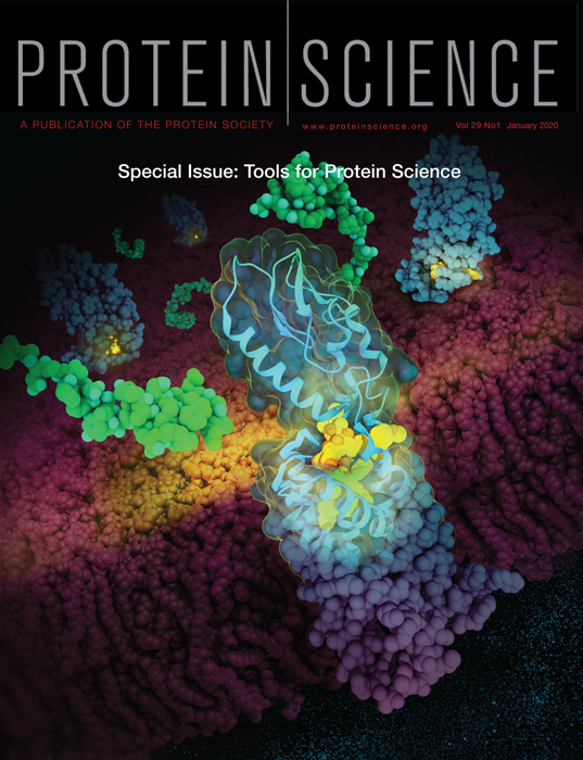 GLP-1 receptor and GLP-1 analog illustration on the cover of Protein Science