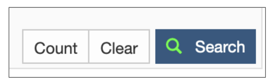 Figure 4: Buttons to run query count, clear it, and run the full query. 