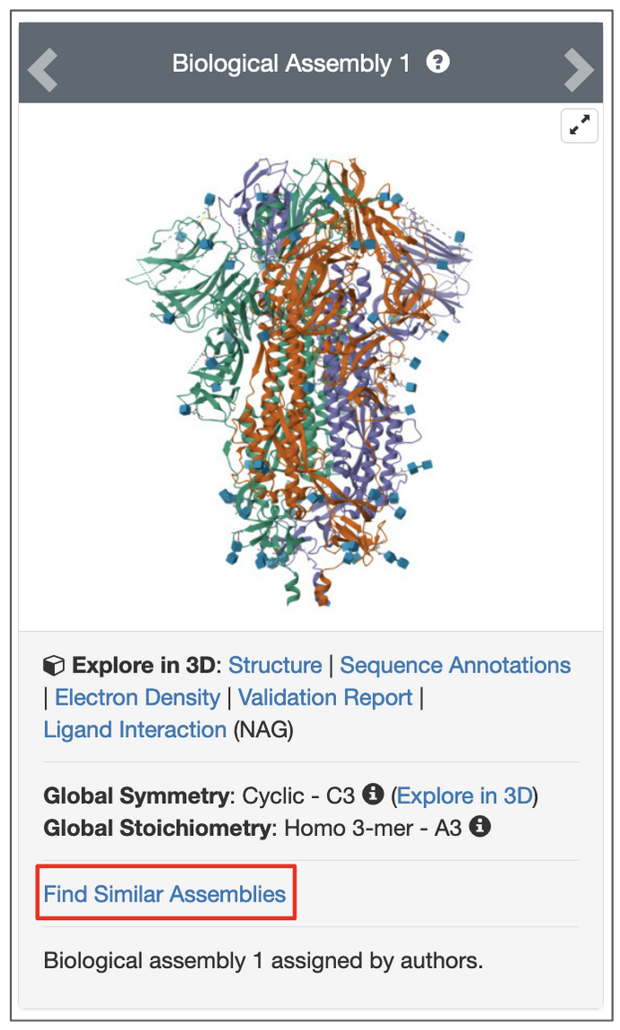 图12：从PDB ID 6vxx的结构摘要页面中搜索具有相同组件的结构的选项。