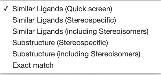 Available ligand search matching types