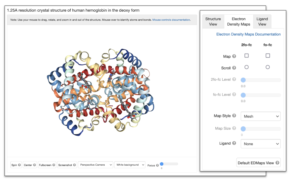 Figure 2: NGL interface showing Electron Density Maps options
