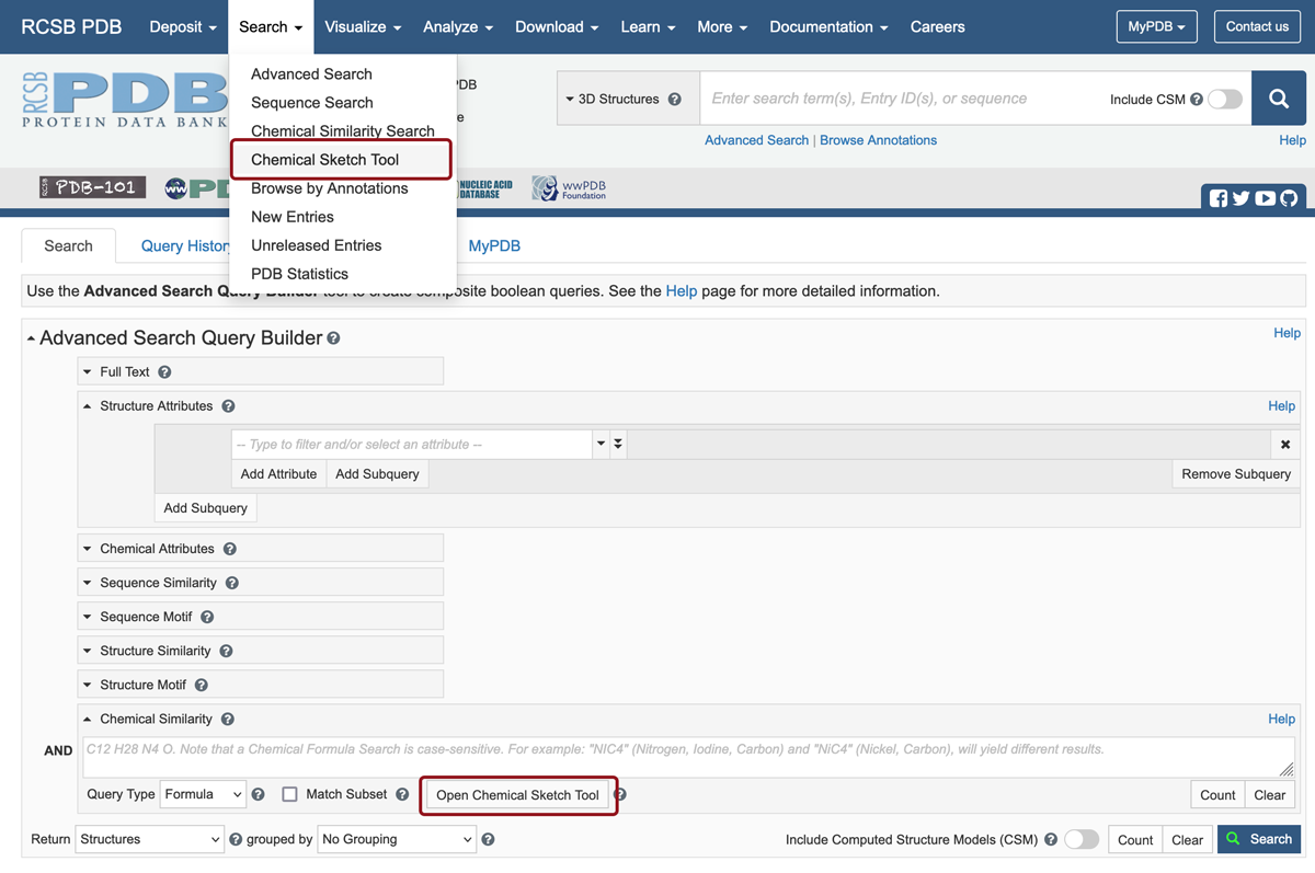 Access chemical sketch tool