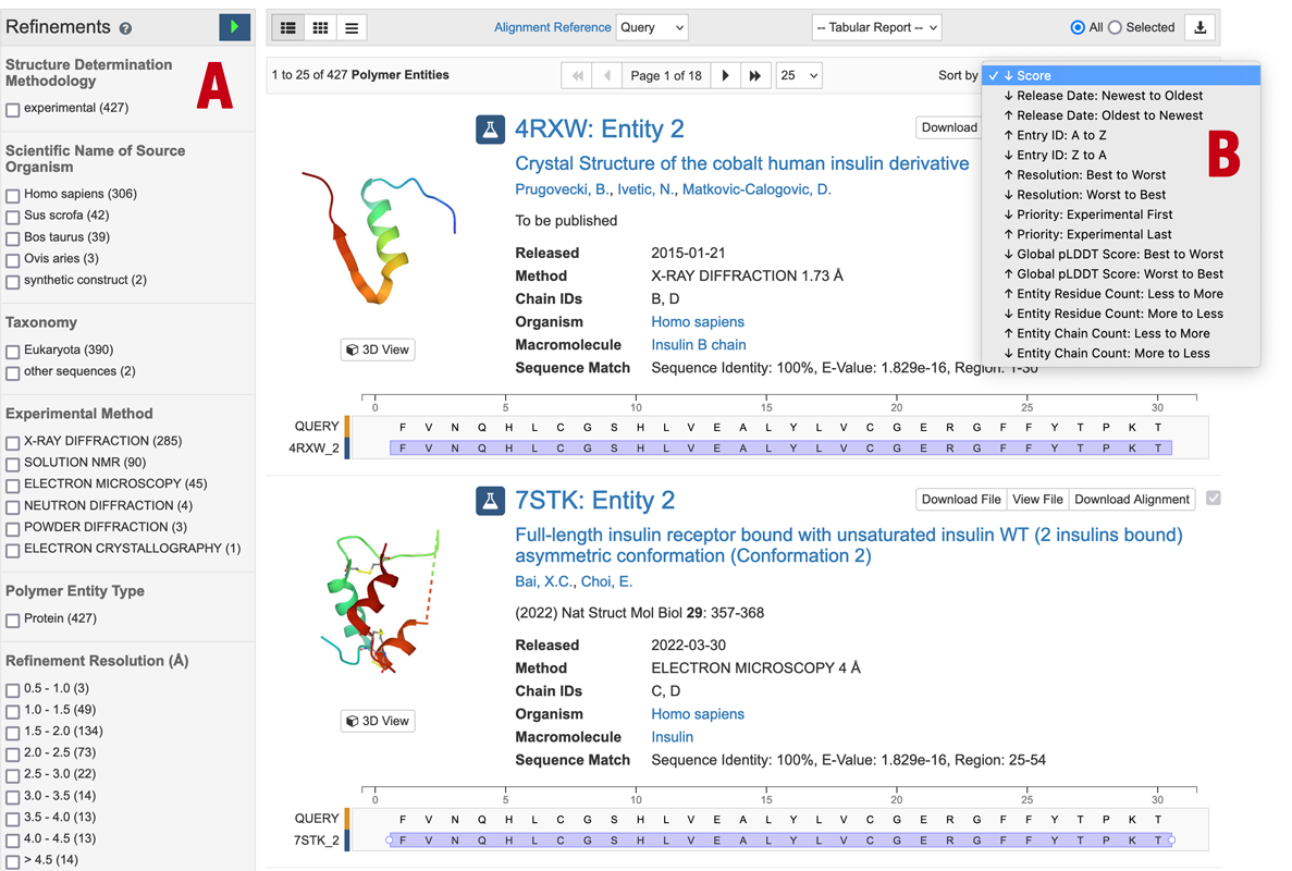 Filtering the search results on rcsb.org