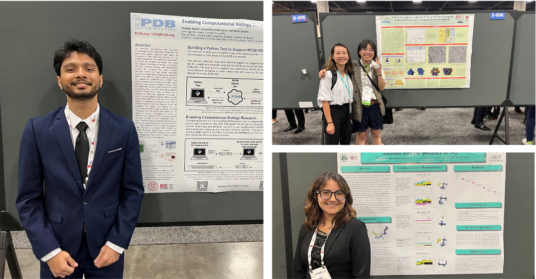 Rusham Bhatt; Gigi Lin (right) with her mentor Jennifer Jiang; and Isabel Meléndez at ABRCMS